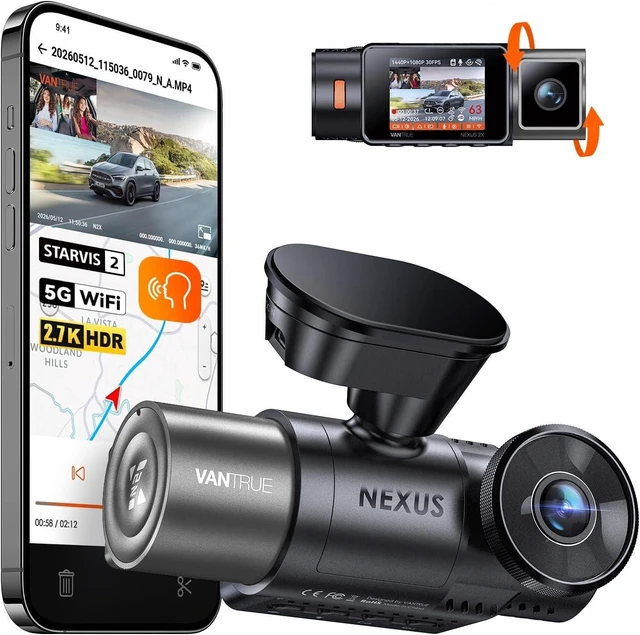 Main image of Vantrue N2X 2.7K Dash Cam Front and Inside, STARVIS 2 PlatePix Car Camera