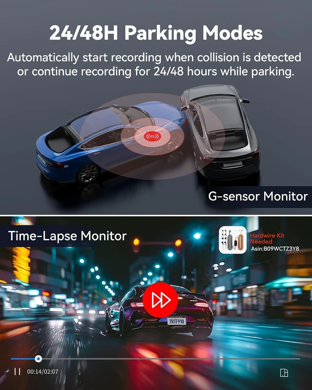 Alt view image 7 of 7 - REDTIGER F9 4K Dash Cam Front and Rear 1080P, 5.8GHz WiFi & Smart App