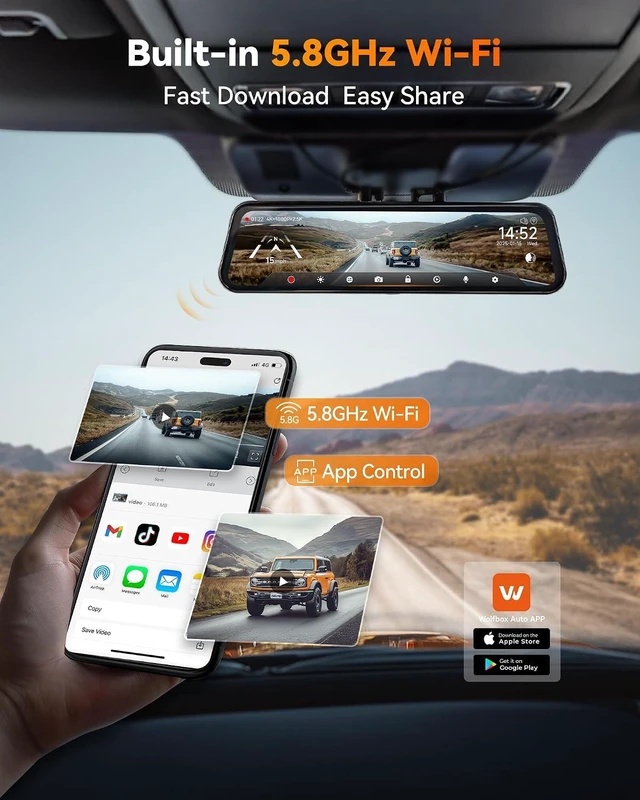 Alt view image 5 of 7 - WOLFBOX G900 Tripro Bumper 3 Channel 4K Mirror Dash Cam,8MP STARVIS IMX678