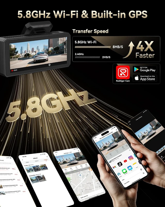 Alt view image 6 of 7 - REDTIGER F77 4K+4K Dual Dash Cam for Cars, 2CH STARVIS 2 IMX678, 128GB eMMC