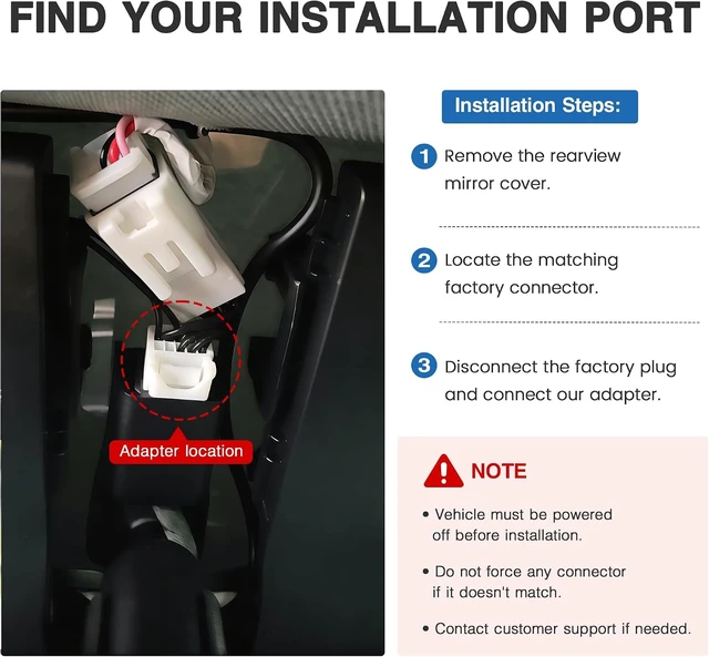 Alt view image 6 of 7 - GPS Dash Cam Power Adapter (10 Pin Type H)with Auto Dimming Rearview Mirror