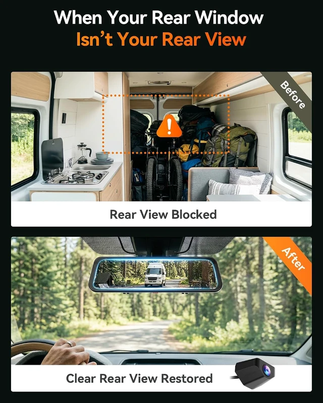 Alt view image 6 of 7 - WOLFBOX G900 PRO Mirror Dash Cam with 8MP STARVIS IMX678,Front 4K Rear 2.5K