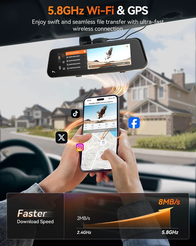 Alt view image 4 of 7 - WOLFBOX G900 PRO Mirror Dash Cam with 8MP STARVIS IMX678,Front 4K Rear 2.5K