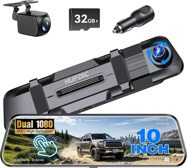 Main image of Mirror Dash Cam,10" 1080P Touch Screen Front & Rear View Mirror Camera
