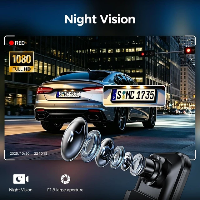 Alt view image 3 of 7 - Mirror Dash Cam,10" 1080P Touch Screen Front & Rear View Mirror Camera