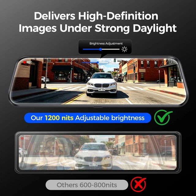 Alt view image 4 of 7 - Mirror Dash Cam,10" 1080P Touch Screen Front & Rear View Mirror Camera