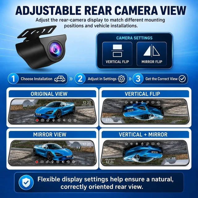 Alt view image 7 of 7 - 4K+2.5K Rearview Mirror Dual Dash Cam for Cars, Night Vision WiFi
