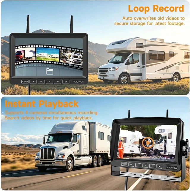 Alt view image 6 of 7 - 1080P Wireless RV Camera System, IP69 Waterproof Night Vision Backup Camera Side Rear View Camera with 7 Inch HD Monitor for RV Truck Trailer Camper
