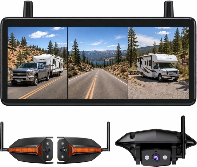 Main image of AUTO-VOX Wireless RV Backup Camera: Rear&Side View with Triple-Split Screen