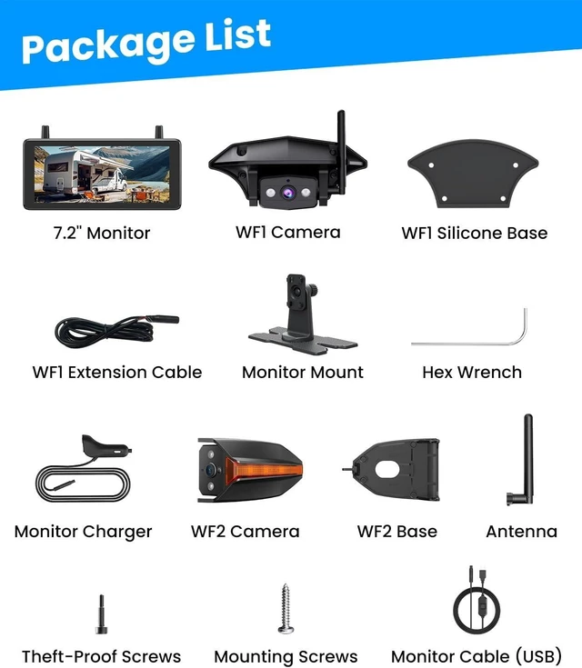 Alt view image 7 of 7 - AUTO-VOX Wireless RV Backup Camera: Rear&Side View with Triple-Split Screen