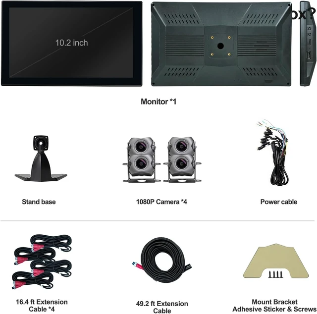 Alt view image 6 of 6 - 4 Channel 1080p Backup Camera System Dash Cam for RV/Truck/Trailer/Bus/Cars