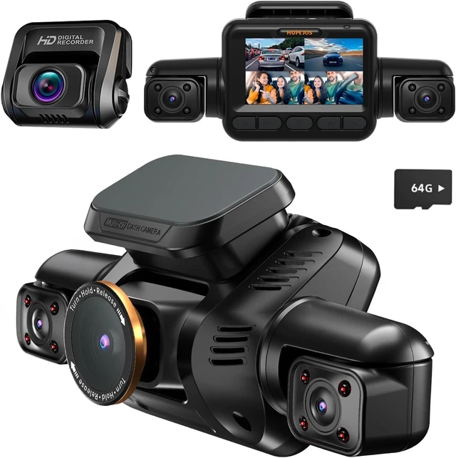 Main image of HUPEJOS AI 4K Dash Cam Front and Rear, 360° View 4 Channel Camera for Car