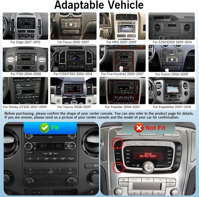 Alt view image 3 of 7 - 8 Core 6G+64G Car Radio Stereo for Ford F150 2004-2008, F250 F350 2006-2014