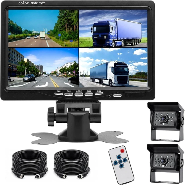 Main image of Camecho Vehicle Backup Camera 4 Split Monitor Front View Rear View Camera Auto 18 IR Night Vision Waterproof Aviation 4 Pins Connector LCD Monitor for Trucks RV Trailer Bus