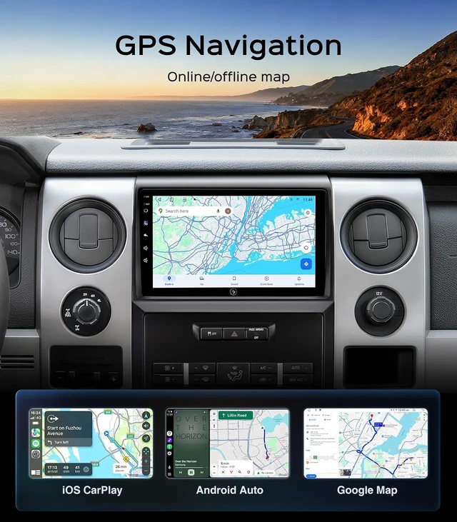 Alt view image 6 of 7 - 9' QLED Android Car Radio Stereo for Ford F150 2009-2012,2013 2014 STX XL