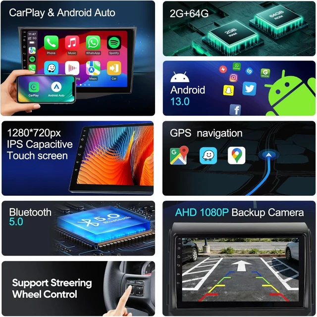 Alt view image 4 of 5 - Car Stereo Radio for Toyota Tacoma 2005-2015 with Carplay&Android Auto