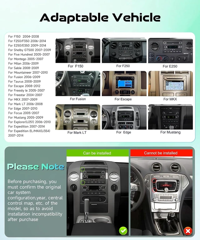 Alt view image 2 of 7 - Android15 Car Radio for Ford F150 F250 F350 Fusion Edge Explorer Expedition