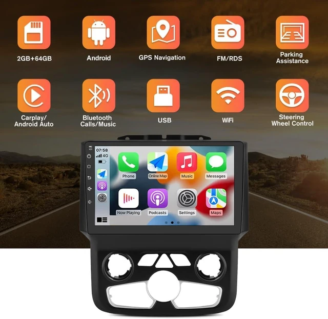 Alt view image 3 of 7 - Car Radio for RAM 1500 2500 3500 Radio, 2013 2014 2015 2016 2017 2018 for Dodge RAM Radio Screen with 9 Inch, Android, Carplay, Touch Screen, Backup Camera, DSP, 64G ROM, Only Fit Auto AC