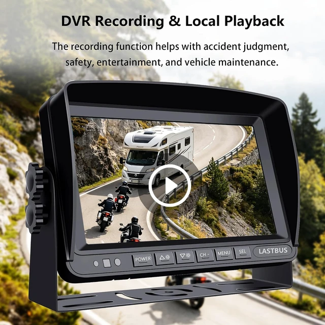 Alt view image 5 of 7 - 9'' RV Camera System for RV Semi-Truck Trailer Camper, 4 Split Screen Quad View HD DVR Recording Monitor + IP69K Waterproof Night Vision Rear & Side View Backup Camera to Eliminate Blind Spots