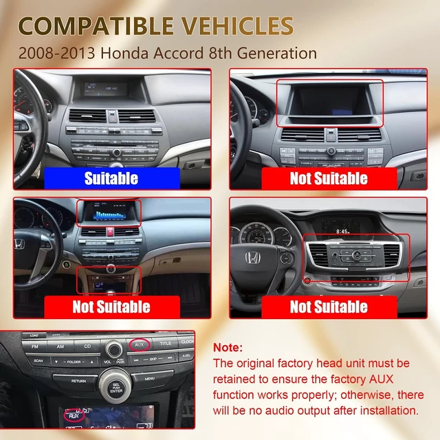 Alt view image 2 of 7 - 5G WiFi(6) Car Radio for Honda Accord 2008 2009 2010 2011 2012 2013 (8th Gen), Android13/Wireless CarPlay/Android Auto/Touch Screen/GPS Navigation/Bluetooth/FM/HD Backup Camera (2+64)