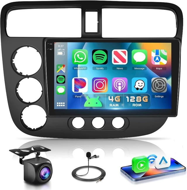 Main image of 4G+128G Android 15 9inch Car Radio for Honda Civic 2001-2005 Car Stereo