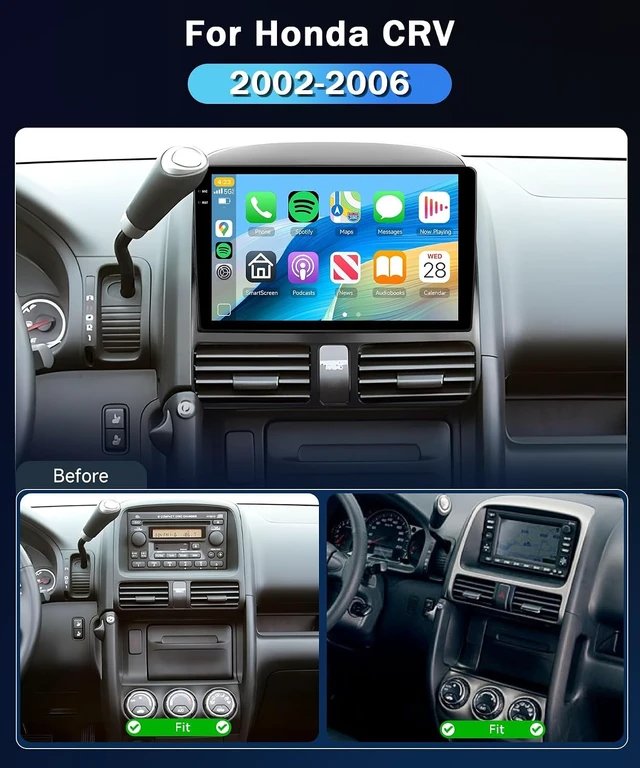 Alt view image 2 of 7 - 4G+128G Car Stereo for Honda CRV 2002-2006 Wireless Carplay Android Auto