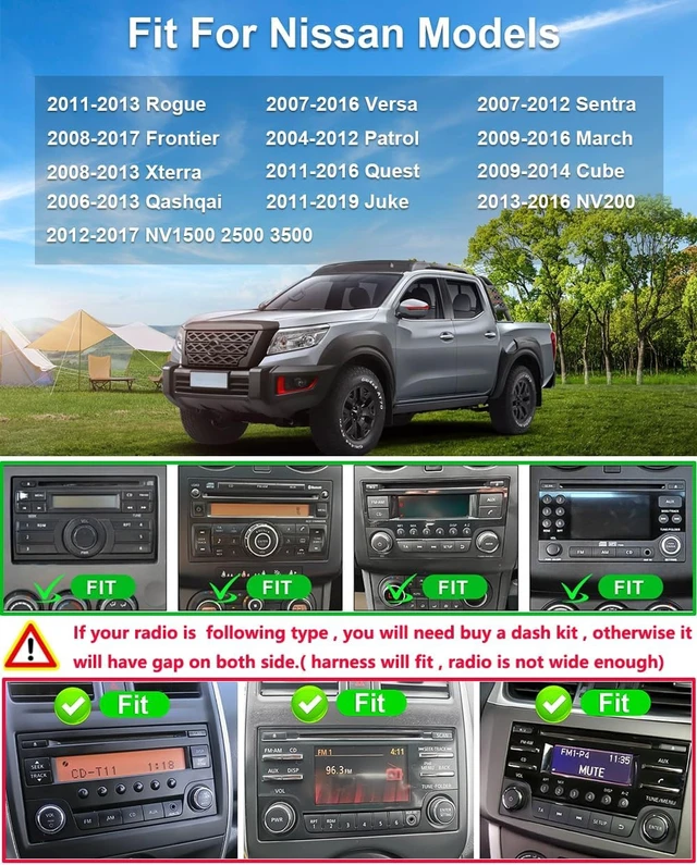 Alt view image 2 of 7 - Plug Play Car Stereo with Wireless Apple Carplay & Android Auto Navi Radio Head Unit for Nissan Versa Sentra Rogue Cube Juke 2007-2013