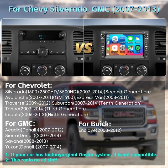 Alt view image 2 of 7 - Car Stereo Radio for Chevy Silverado GMC Sierra 2007-2013 with Carplay