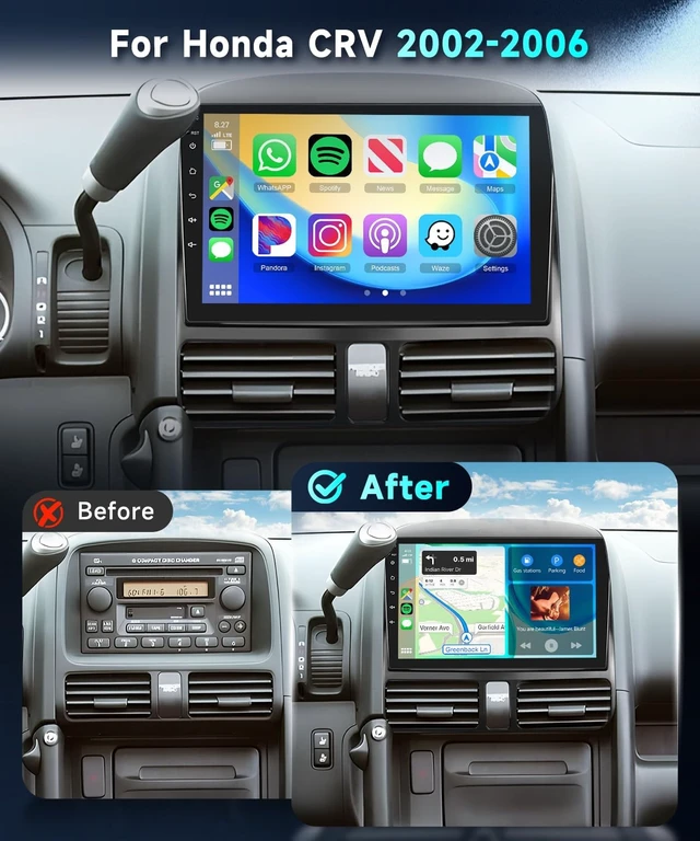 Alt view image 2 of 7 - 5G WiFi Car Stereo for Honda CRV 2002-2006 Car Radio with Wireless Carplay
