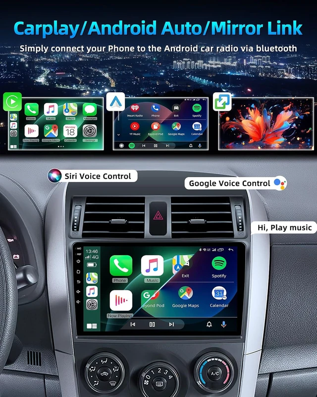Alt view image 2 of 7 - 8Core 32G ROM Upgrade Android 15 Car Radio for Toyota Corolla 2009-2013