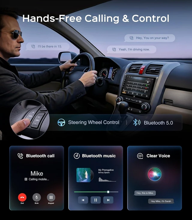 Alt view image 7 of 7 - 9 Inch Car Radio Stereo for Honda CR-V 2006-2011 Wireless CarPlay Android Auto 5G WiFi GPS Navigation Touch Screen Bluetooth FM RDS HD Backup Camera (2006-2011 CRV Radio)