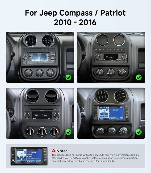Alt view image 2 of 7 - Car Radio for Jeep Compass Patriot 2010-2016, Wireless CarPlay Android Auto