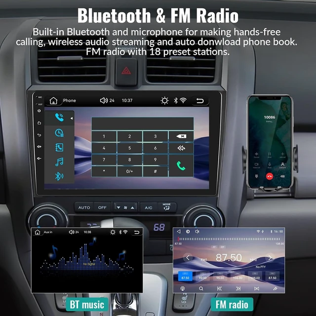 Alt view image 5 of 7 - Car Stereo MP5 Player for Honda CRV 2007-2011 Car Radio with Apple Carplay Android Auto Mirror Link, 9" Touch Screen Radio with Bluetooth Backup Camera FM SWC Dual USB Input
