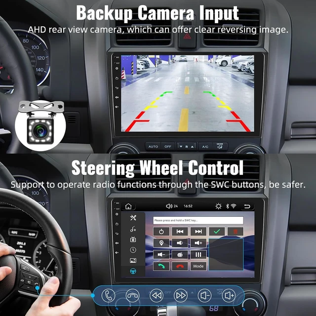 Alt view image 6 of 7 - Car Stereo MP5 Player for Honda CRV 2007-2011 Car Radio with Apple Carplay Android Auto Mirror Link, 9" Touch Screen Radio with Bluetooth Backup Camera FM SWC Dual USB Input