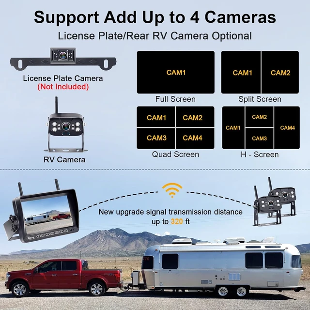 Alt view image 3 of 7 - RV Backup Camera Wireless Recording 2 Cameras - Plug and Play Pre-Wired