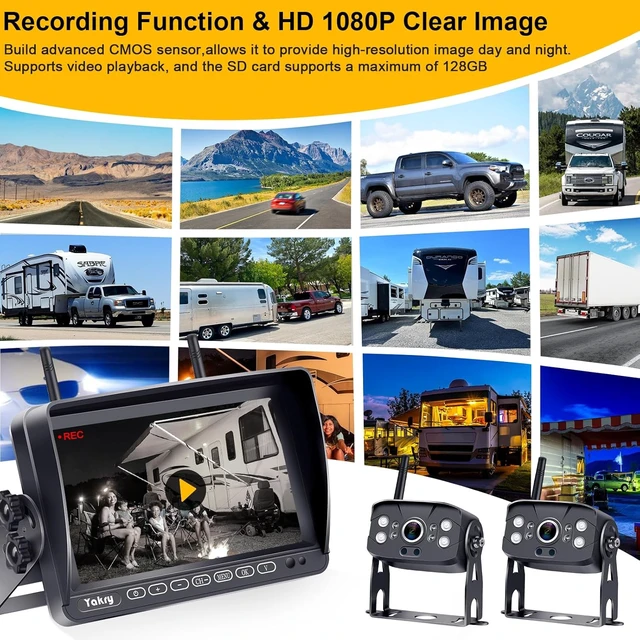 Alt view image 4 of 7 - RV Backup Camera Wireless Recording 2 Cameras - Plug and Play Pre-Wired