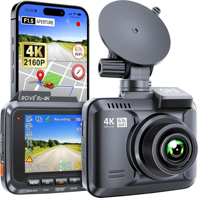 Main image of ROVE R2-4K Dash Cam, 4K UHD 2160P Car Camera, 8MP Sensor, WiFi 6 and GPS