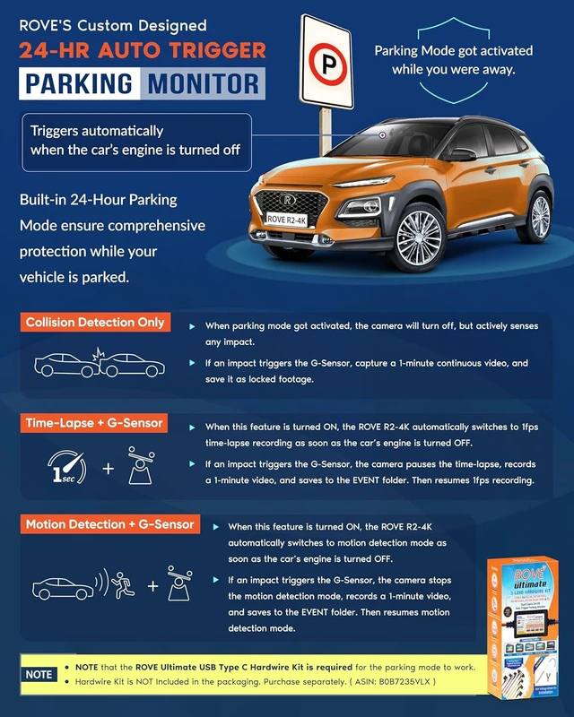 Alt view image 5 of 7 - ROVE R2-4K Dash Cam, 4K UHD 2160P Car Camera, 8MP Sensor, WiFi 6 and GPS