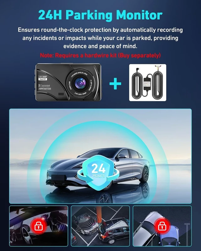 Alt view image 4 of 7 - Dual Dash Cam, 2.5K Front, 1080P Rear, 5G WiFi, 64GB Card
