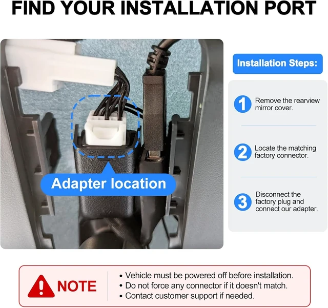 Alt view image 2 of 7 - Mangoal Dash Cam Power Adapter 10-Pin (Model A) for Select Hyundai & Kia, for Auto-Dimming Mirrors, Verify Connector Before Purchase, NOT Compatible with Digital Rearview Mirrors
