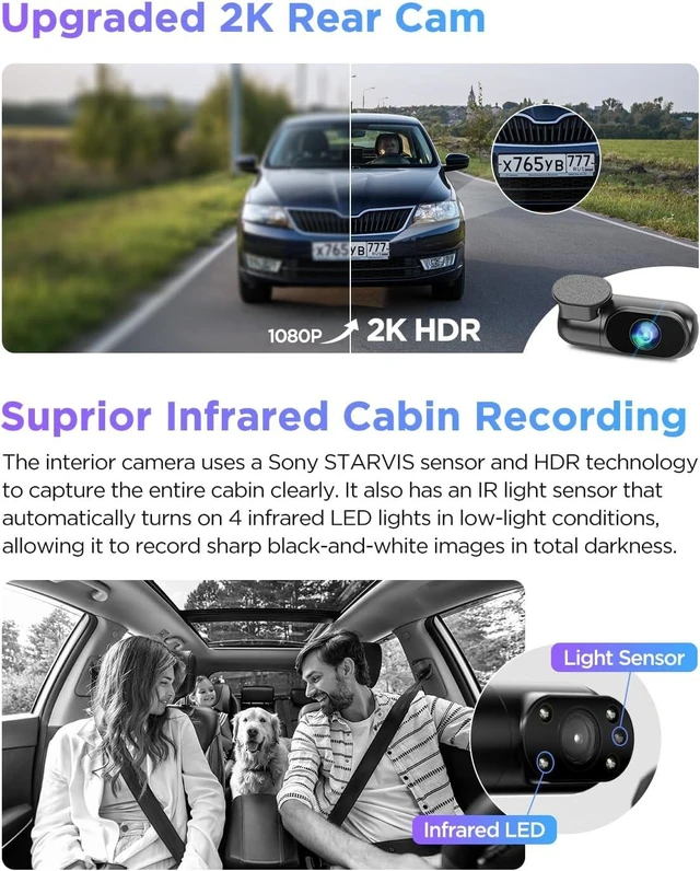 Alt view image 4 of 7 - VIOFO A229 Pro 4K 3CH Dash Cam HDR for Front & Rear & Inside with STARVIS 2