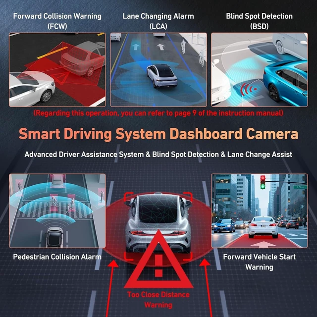 Alt view image 2 of 7 - Dash Cam Front and Rear, 4K GPS 5.8G WiFi ADAS Dashcam,3.2" IPS Screen 32GB