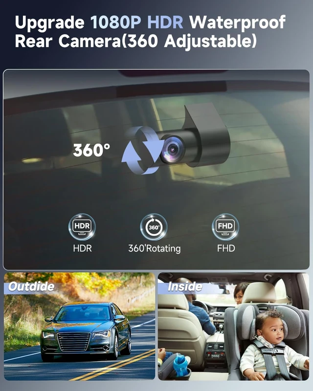 Alt view image 7 of 7 - F8 4K Dash Cam Front and Rear, 170° Wide Angle Dshcam Front and Rear Camera with 64GB Card, 5G WiFi & App Control, WDR/HDR Night Vision, 24H Parking Mode, Loop Recording