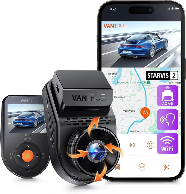 Main image of Vantrue S1 Pro 2.7K STARVIS 2 Mini Dash Cam Front, ADAS AI Car Camera