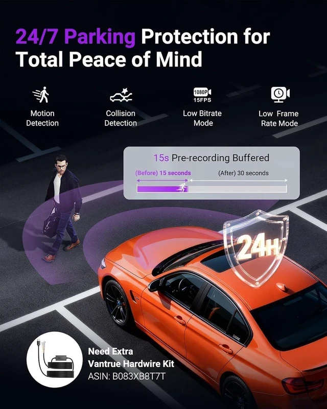 Alt view image 3 of 7 - Vantrue S1 Pro 2.7K STARVIS 2 Mini Dash Cam Front, ADAS AI Car Camera