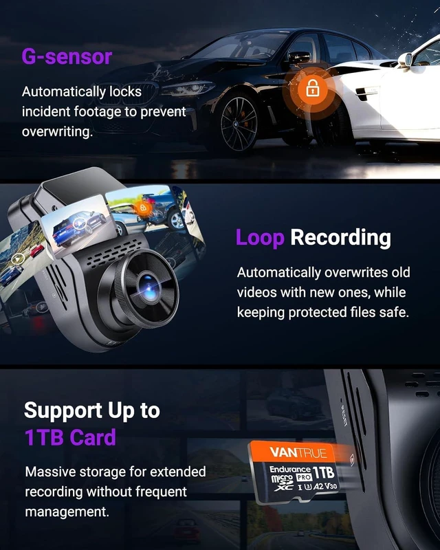 Alt view image 7 of 7 - Vantrue S1 Pro 2.7K STARVIS 2 Mini Dash Cam Front, ADAS AI Car Camera