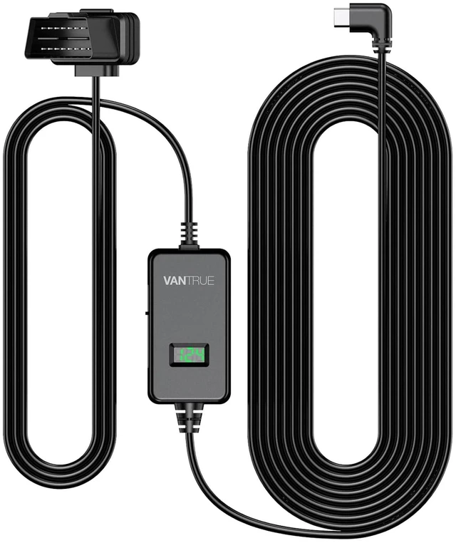 Main image of VANTRUE 13.12ft Type-C OBD Hardwire Kit with LED Screen for All DashCams