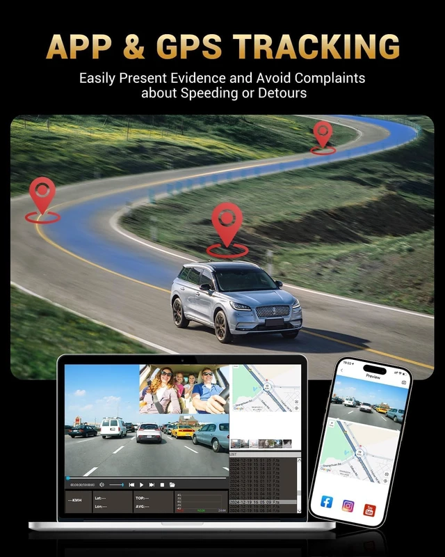 Alt view image 5 of 7 - 2.5K+1K Dual Dash Cam Front and Inside with GPS WiFi, 32GB Card, 24Hr Park