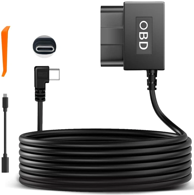 Main image of YKT Dash Cam OBD Hardwire Kit, Dash Camera Power Cable Type C Port 11.6-16V to 5V/2.5A with Low Voltage Protection 24h Parking Monitor for Dashcam, GPS (Type-C) (Fit for All Dash Cam)