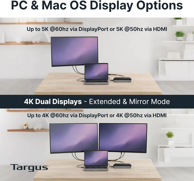 Alt view image 3 of 7 - Targus USB-C Universal Quad 4K (QV4K) Docking Station with 100W Power Delivery, Black (DOCK570USZ)